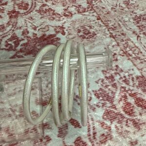 Shimmery White Coil Bangle Set